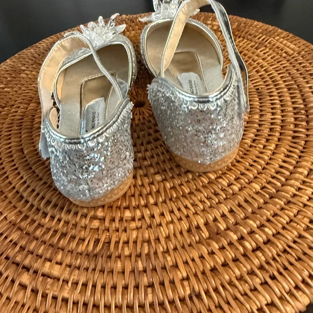 Hongchenkids Silver‎ Glitter princess Crystal Dress Shoes Girls Low Heel Size 34